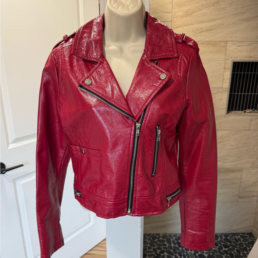 Wild Fable Cherry Leather Moto Jacket